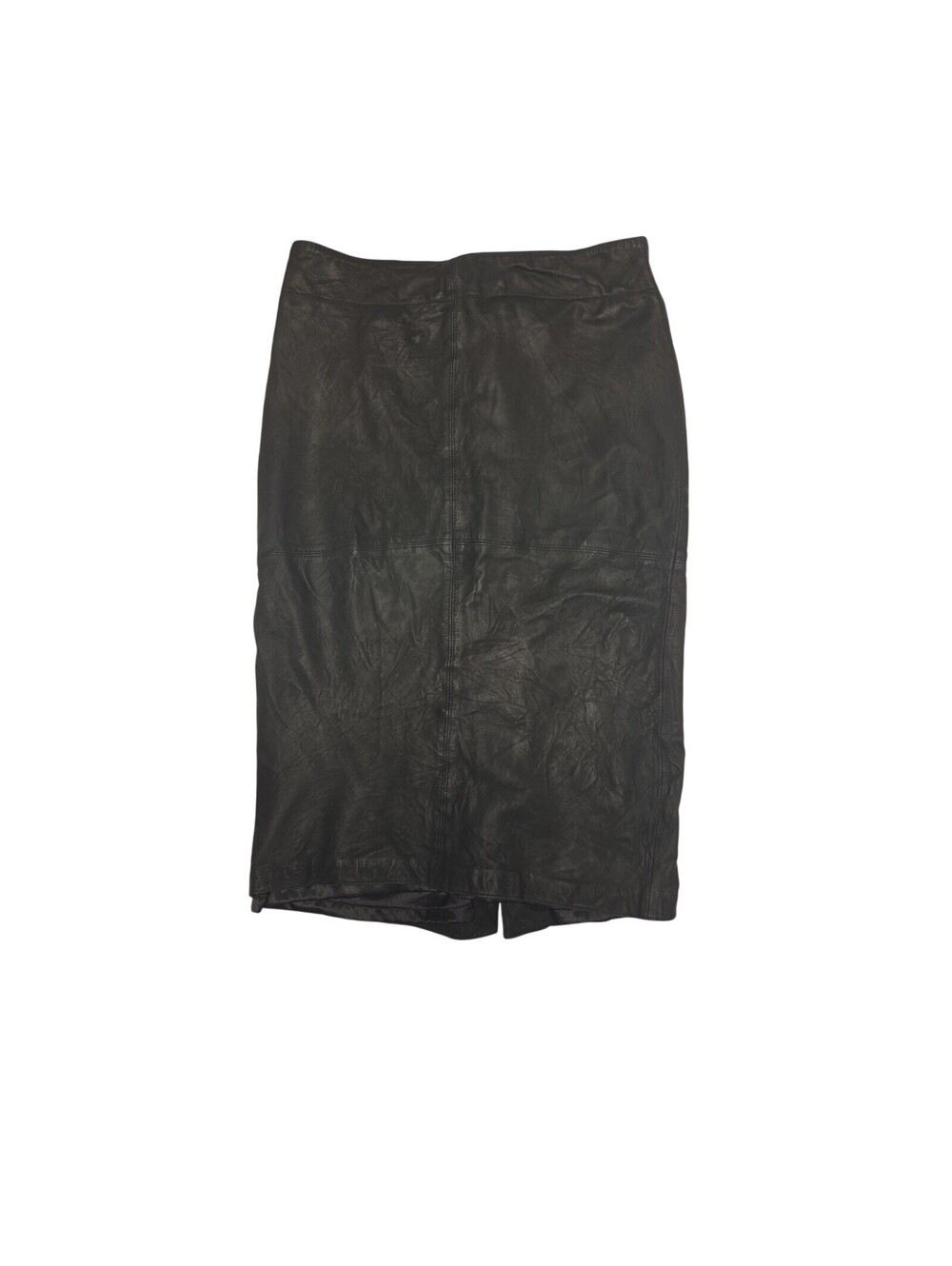Peruvian Connection Women Black Genuine Leather Pencil Midi Skirt Size US 2